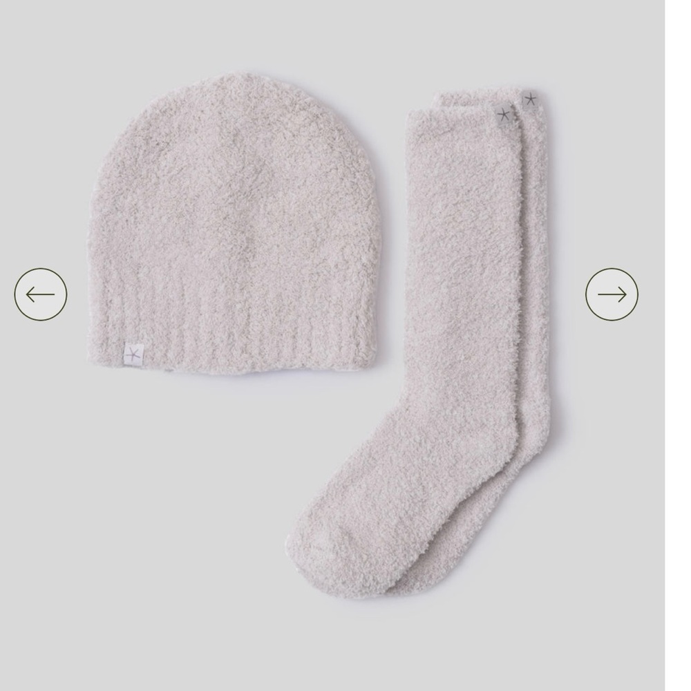 Barefoot Dreams Cozy Chick Beanie and Socks Set - Stone